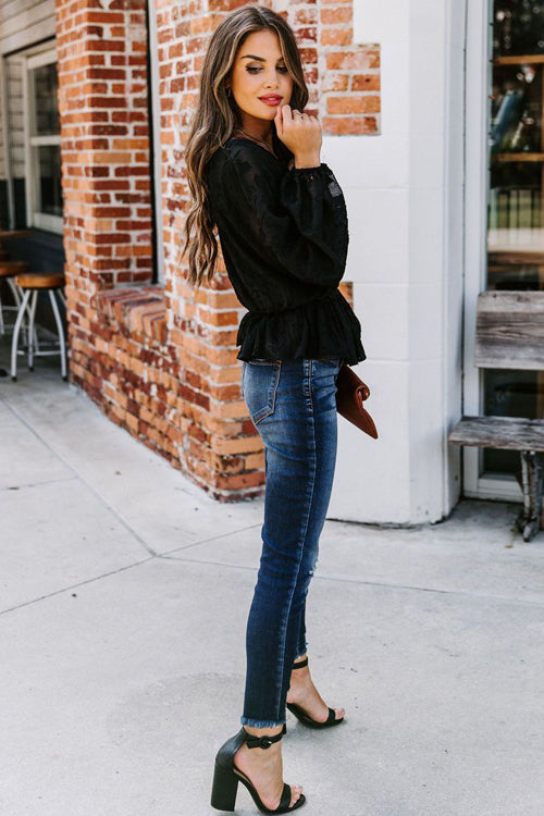 Just As Lovable Embroidery Button-Up Top