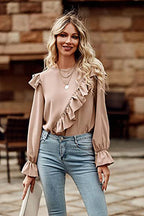 Elegant Image Ruffled Long Sleeve Top