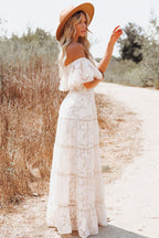 Absolutely Striking White Lace Embroidered Maxi Dress