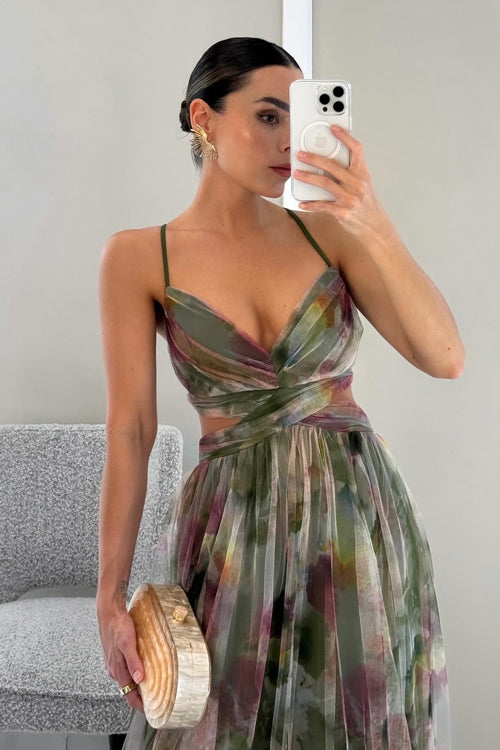 Enchant My Affection Print Maxi Dress
