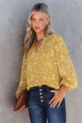 Open To Affection Yellow Print Long Sleeve Top