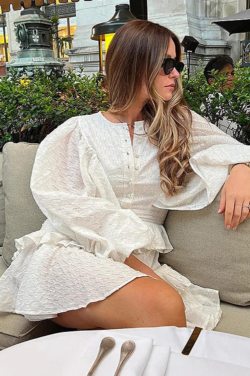A New Day Crochet Lace Long Sleeve Mini Dress