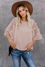 Delightful Time Swiss Dot Half Sleeve Top