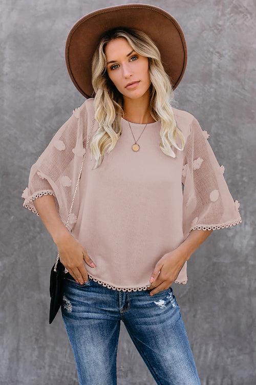 Delightful Time Swiss Dot Half Sleeve Top