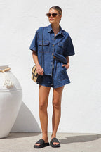 Made For You Short Sleeve Denim Set