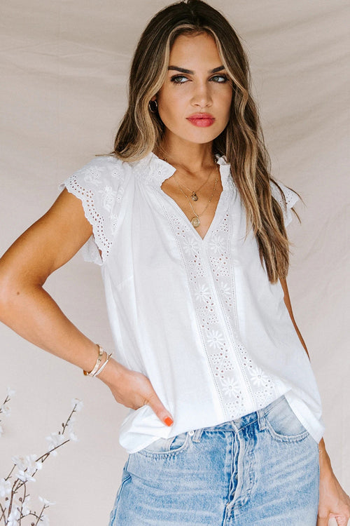 Move With Ease Lace Short Sleeve Top