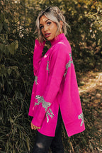 Joyful To See You Leopard Knit Sweater
