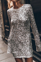 Glow For Us Sequin Long Sleeve Mini Dress