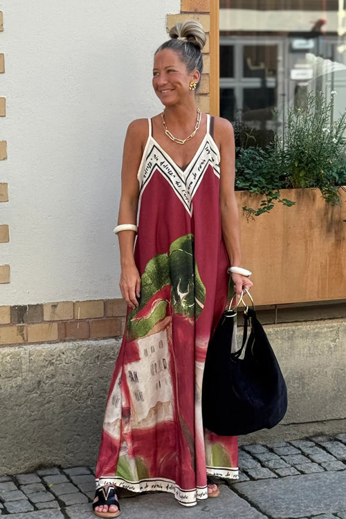 Wondrous Muse V-Neck Printed Maxi Dress