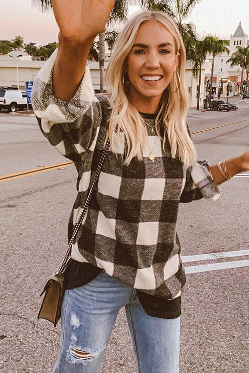 All at Once Gingham Long Sleeve Pullover