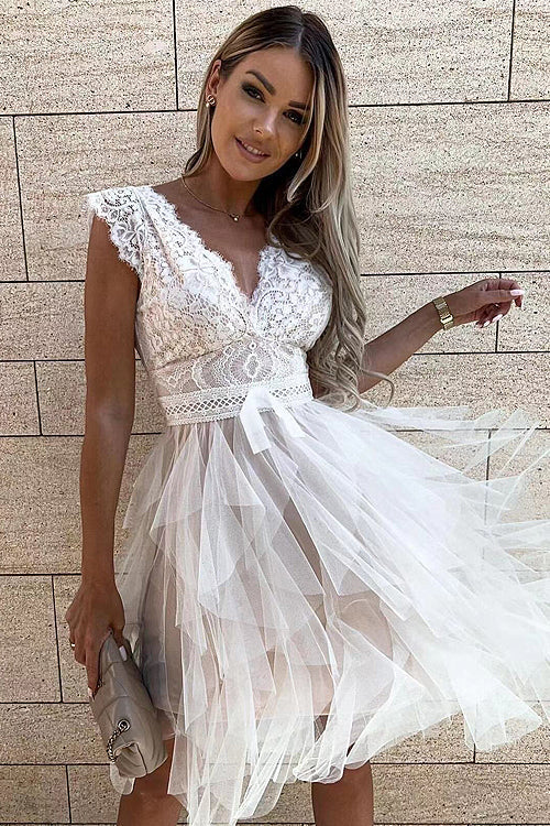 Absolutely Striking Lace Mini Dress
