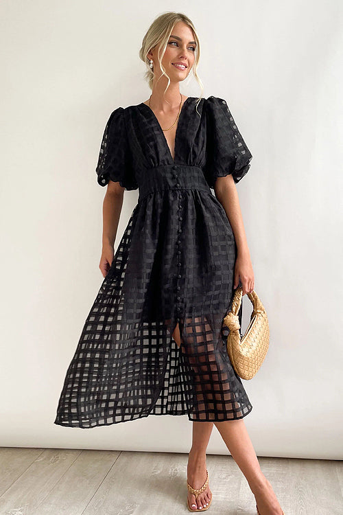 Garden Of Love Story Puff Sleeve Midi Dress - 9 Colors