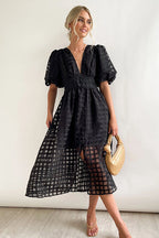 Garden Of Love Story Puff Sleeve Midi Dress - 9 Colors