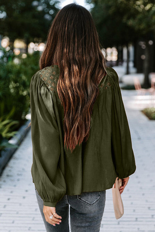 Romance-Inspired History Lace Balloon Long Sleeve Top