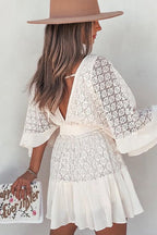 Enchanted Date Lace V-Neck Mini Dress