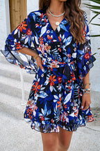 Today'S Moment Floral Print Warp Mini Dress