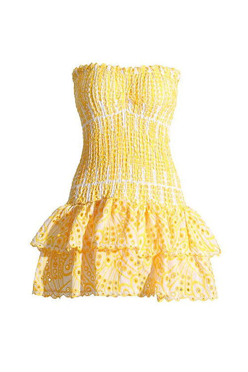 Delightful Like You Pleated Mini Dress - Yellow