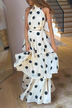 Mallorca Morning Polka Dot Sleeveless Maxi Dress