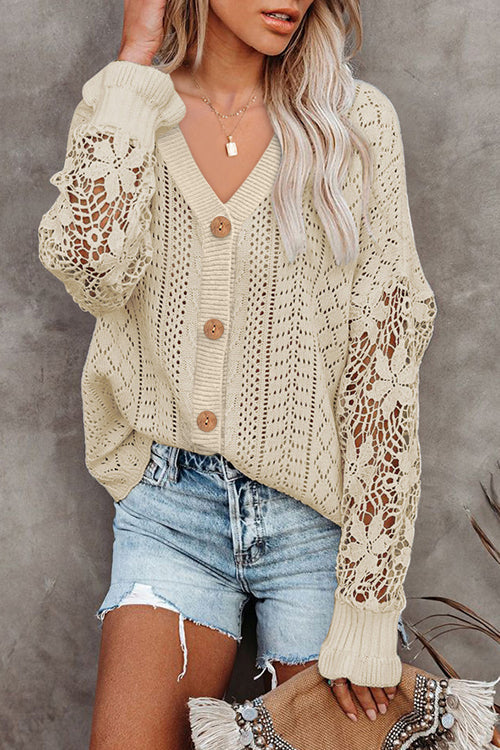 Mood Your Best Hollow-Out Crochet Sweater Cardigan