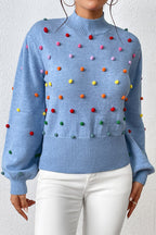 Endlessly Cozy Colorful Dots Long Sleeve Sweater