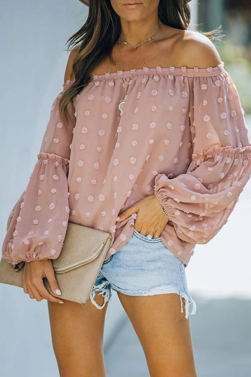 Delightful One Swiss Dot Off Shoulder Top