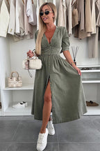 On This Delightful Day Button Down Denim Maxi Dress