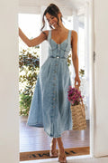 Delightful Charmer Button Down Sleeveless Midi Dress