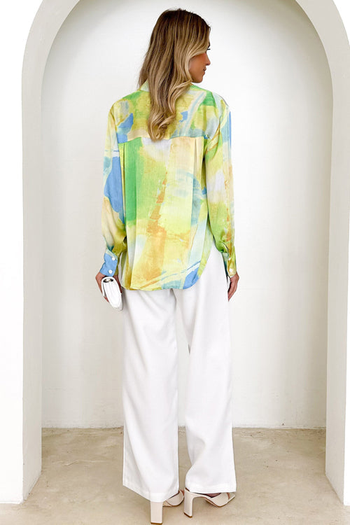 Help You Out Print Collared Long Sleeve Top