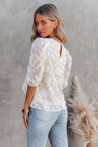 Try Me Out Textured Half Sleeve Top