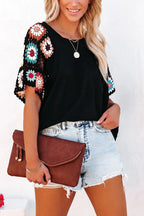 Free to Be You Crochet Boho Short Sleeve Top