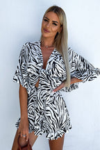 Affection In The Air Printed Tie-Front Romper