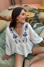 Midnight Love Story Embroidery Long Sleeve Top
