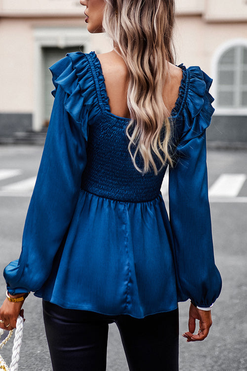 Into Your Heart Ruffled Smocked Long Sleeve Top