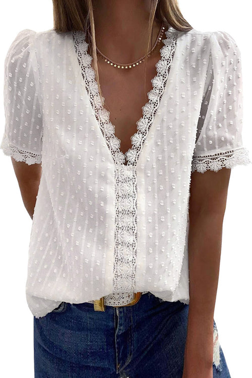 Delightful Day Swiss Dot Lace Top