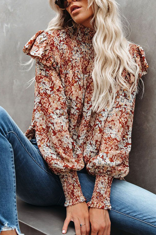 Sipping On Affection Printed Smocked Top