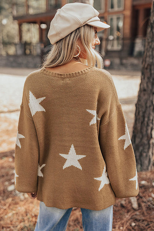 Now Is The Time Khaki Star Knit Sweater