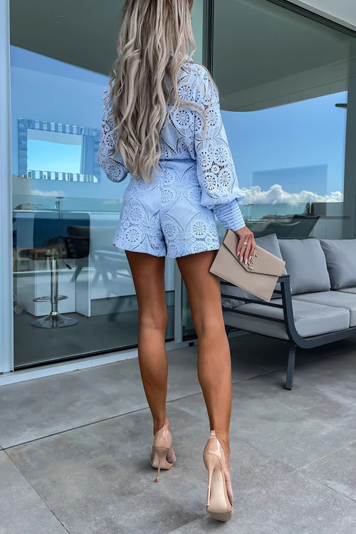 Delightful At Heart Lace Crochet Long Sleeve Suit