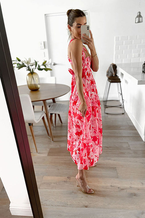 Wrapped In Romance Printed Backless Maxi Dress