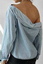 Today's Mood Off Shouldr Denim Top