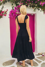 Sunset Escape Print Maxi Dress - Black