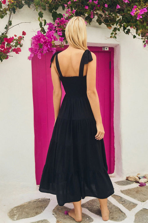 Sunset Escape Print Maxi Dress - Black