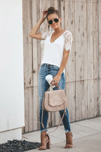 Imagine Me Without You Lace Shoulder Tee