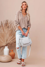 Less Is More Button Up Knit Top