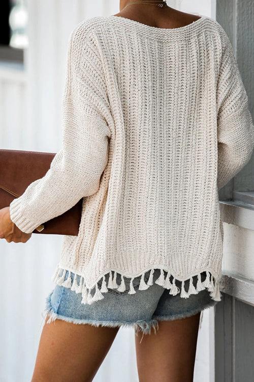 Lasting Feeling Tassel Knit Sweater