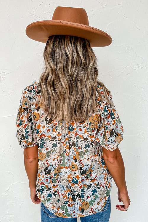 Feel The Delight Floral Print Short Sleeve Top