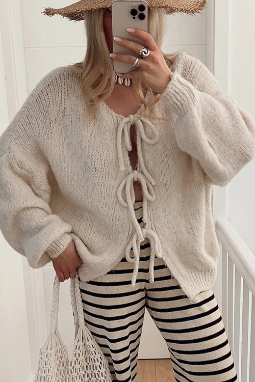 Uniquely Cozy Tie-Front Knit Cardigan Sweater