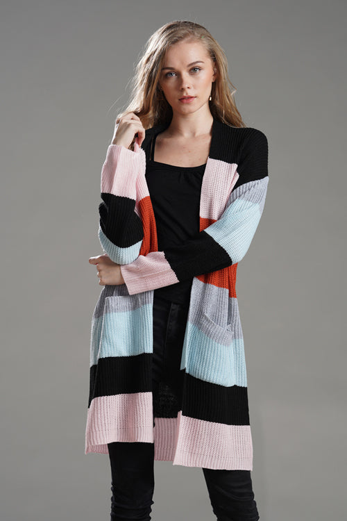 Rainbow Muse Striped Knit Cardigan