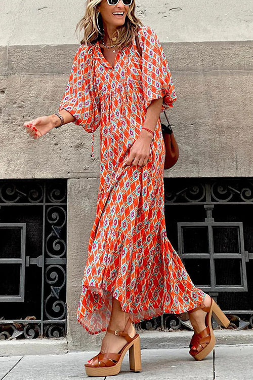 Completely In Affection Boho Print Maxi Dress