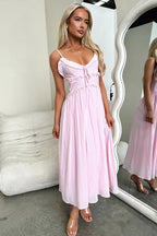 Confident Charmer Spaghetti Ruffled Midi Dress