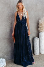 Muse in Disguise Lace Floral Backless Maxi Dress